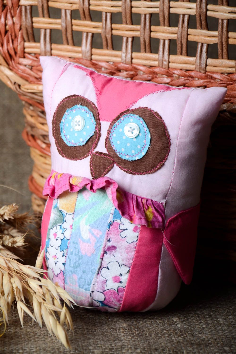 Handmade designer soft toy unusual textile owl toy elegant beautiful toy photo 1
