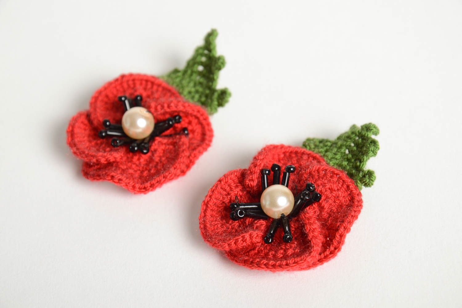Unusual handmade crochet flower earrings accessories for girls gifts for her photo 2
