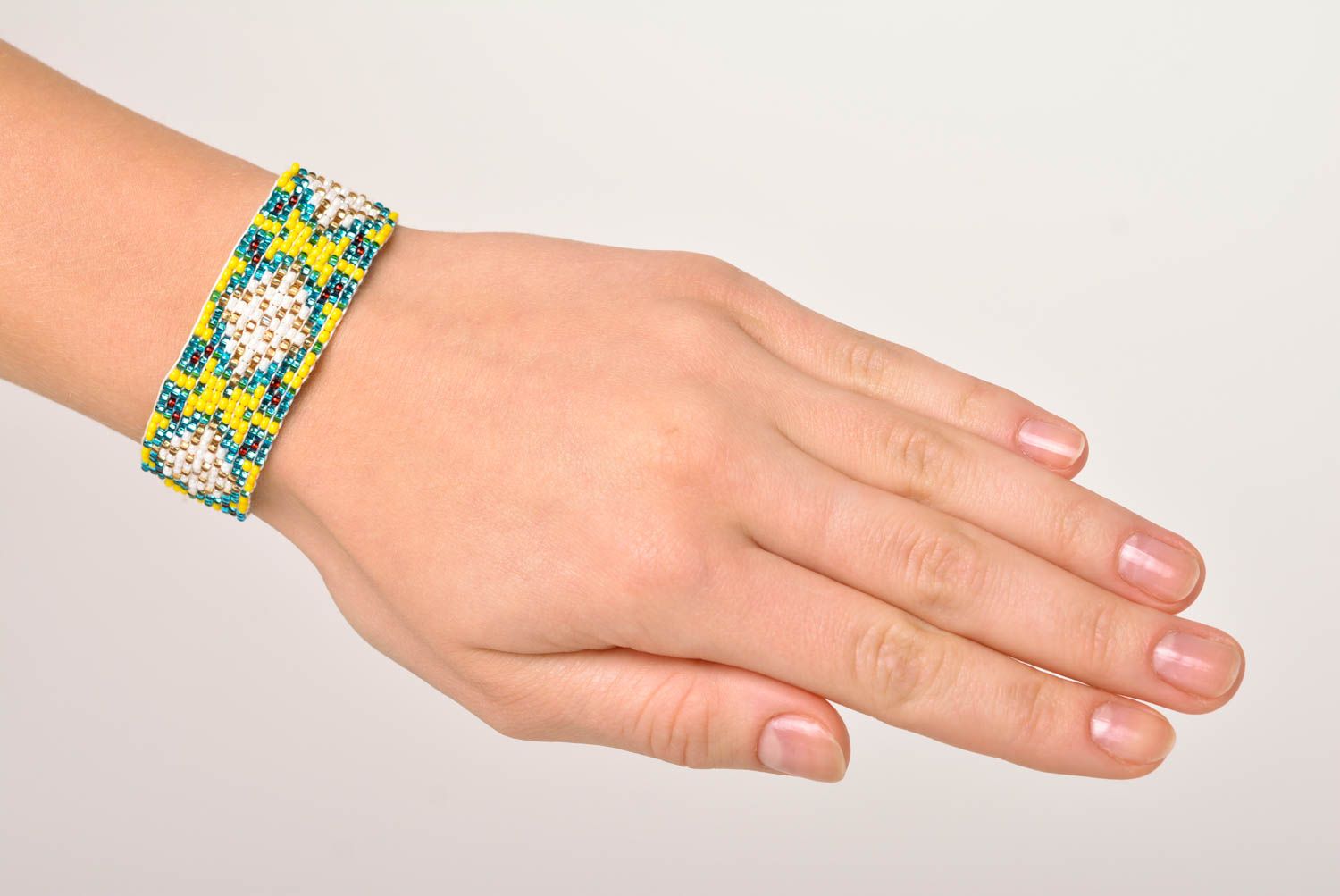 Bracelet perles rocaille Bijou fait main large mode Accessoire pour femme photo 2