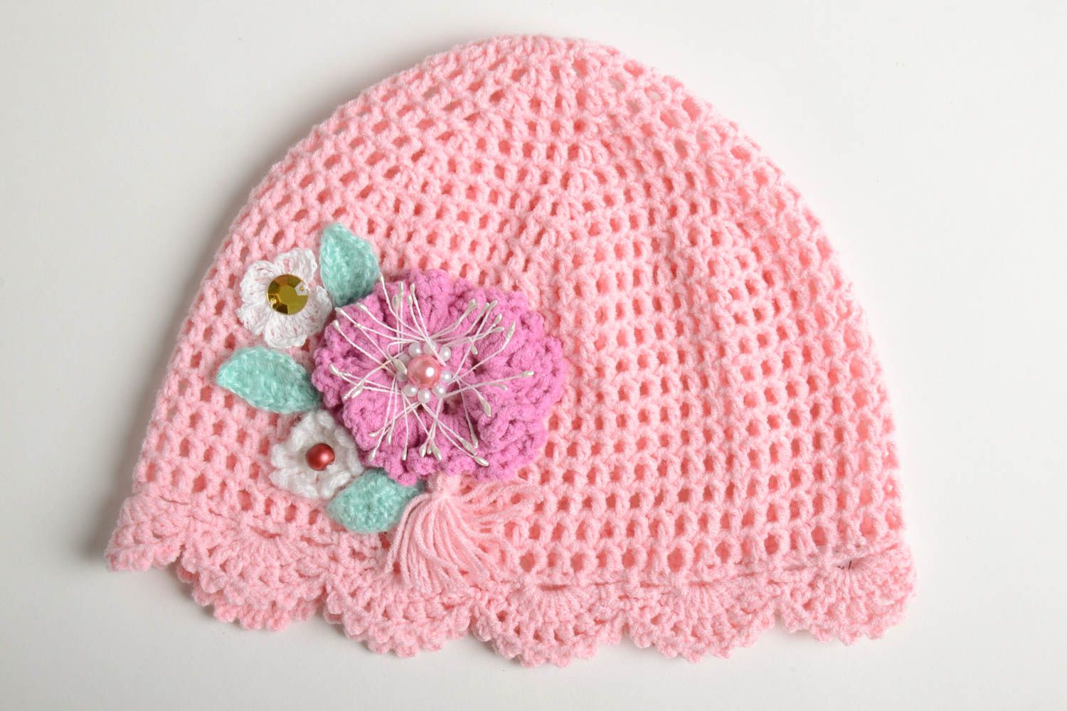 Bonnet tricot fait main Chapeau au crochet original Vêtement enfant design photo 2