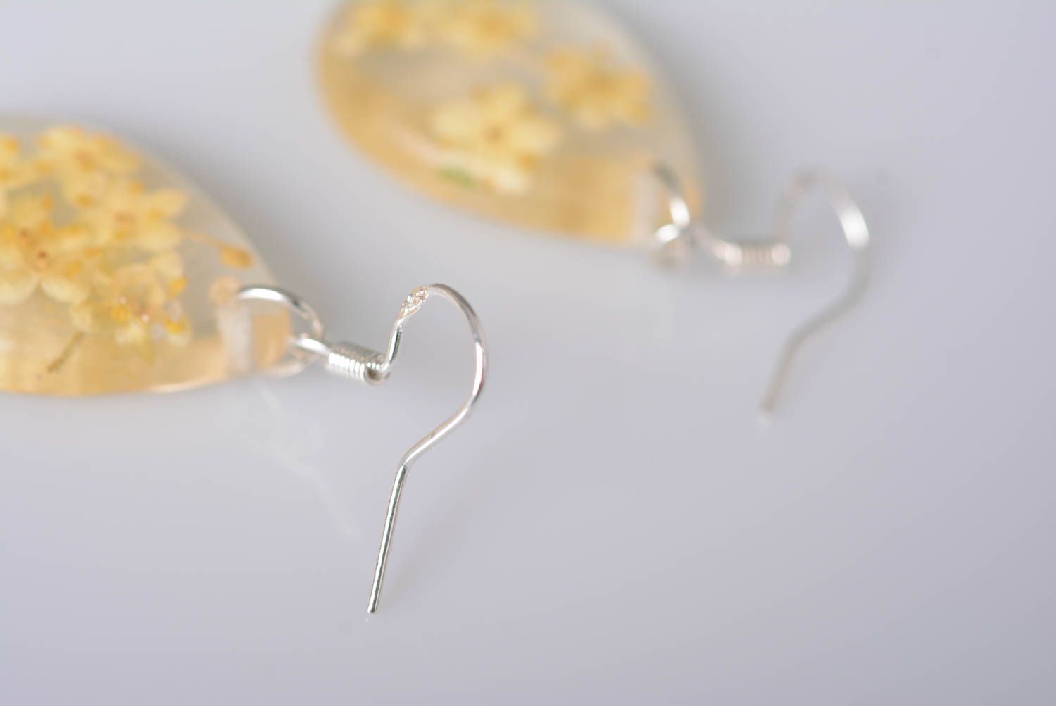 Handmade accessories metal earrings epoxy items elderflower earrings girls gift photo 3