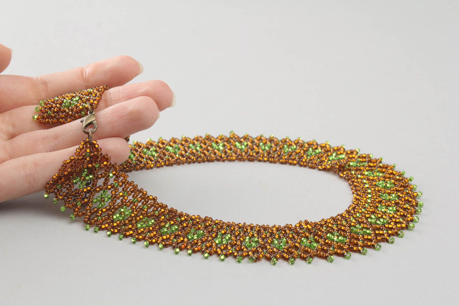 Necklace woven of Czech beads photo 2