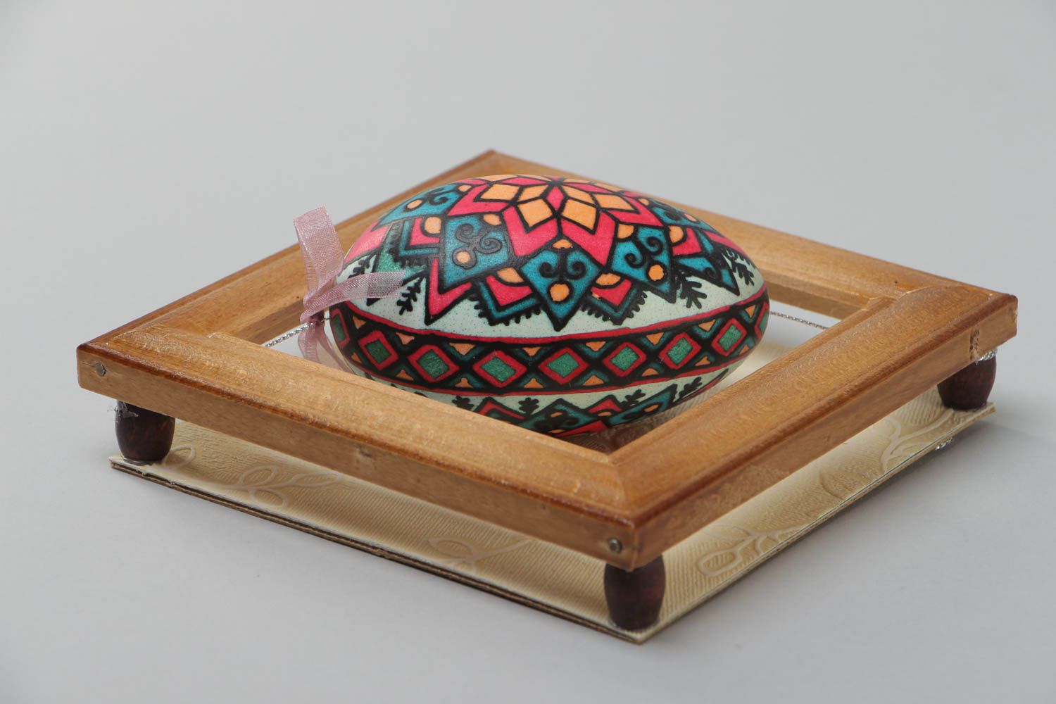 Пасхальное яйцо расписное в рамке панно ручной работы маленькое ручной работы фото 4