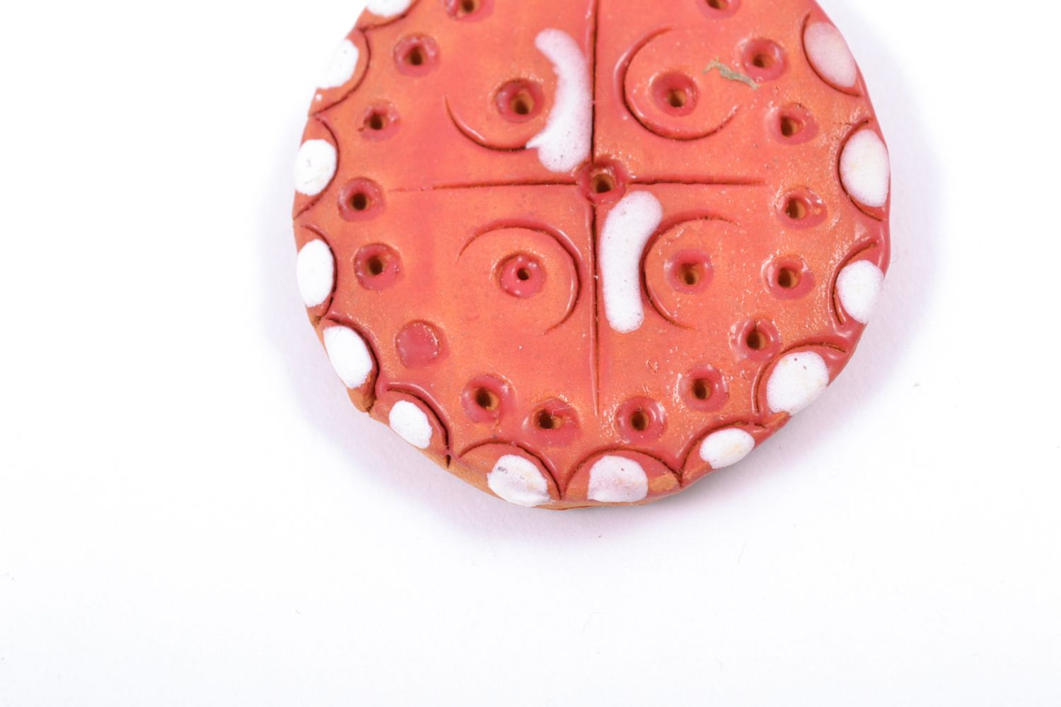 Aimant frigo céramique peint à l'acrylique ovale marron fait main original photo 3