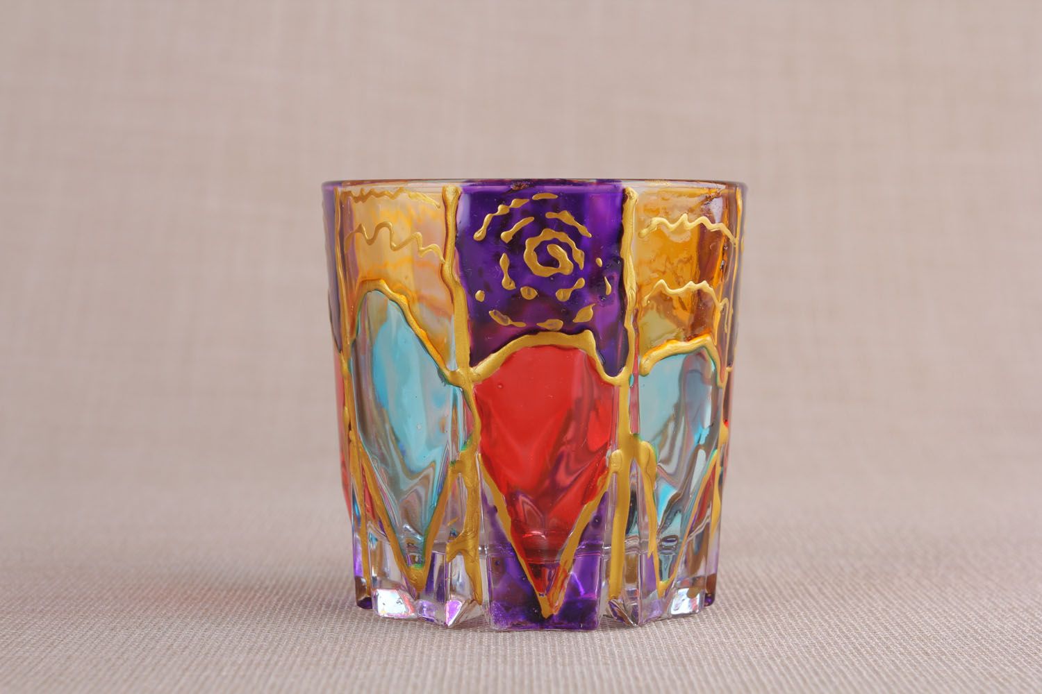 Homemade glass with stained glass painting photo 2