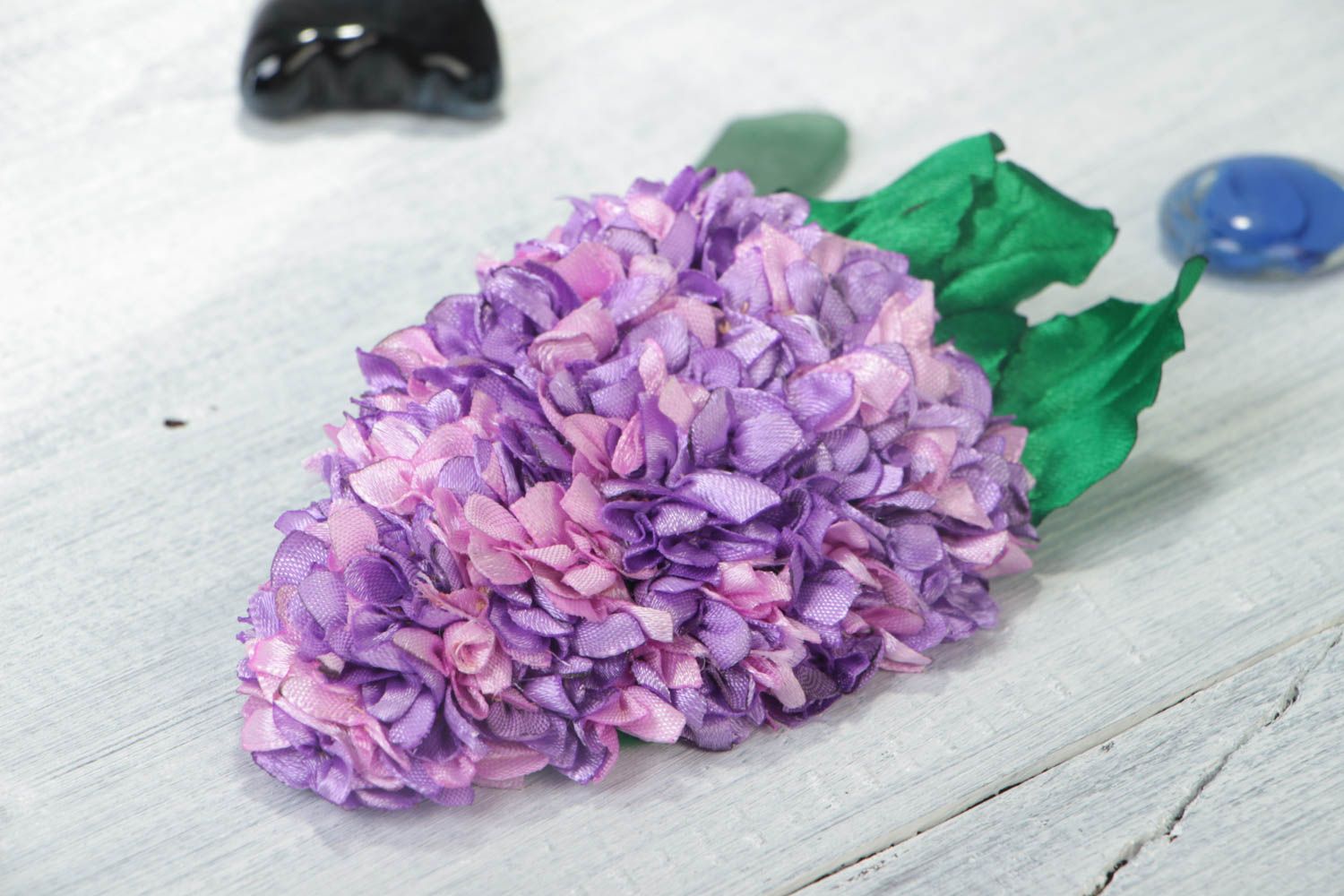 Handmade hair clip accessory in shape of lilac stylish jewelry for hair photo 1