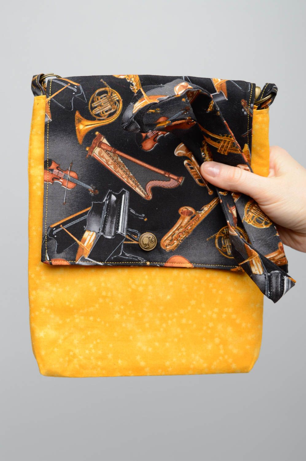 Petit sac à main à bandoulière fait main en tissu coton avec poche intérieure photo 2