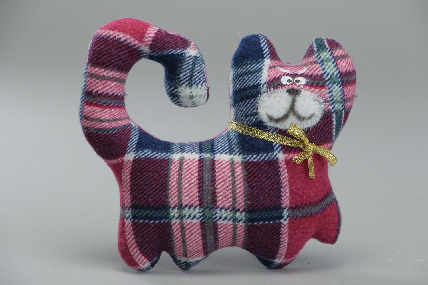 Petite peluche décorative en laine à carreaux faite main original pour enfant  photo 1