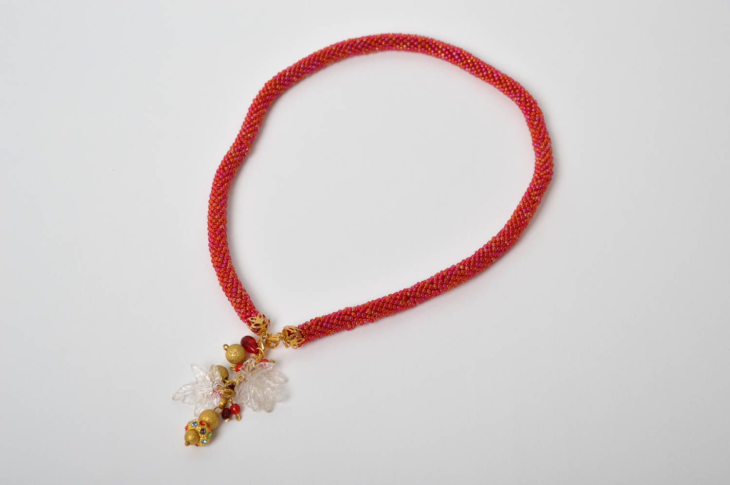 Handmade red stylish necklace beaded elegant necklace female jewelry gift photo 2