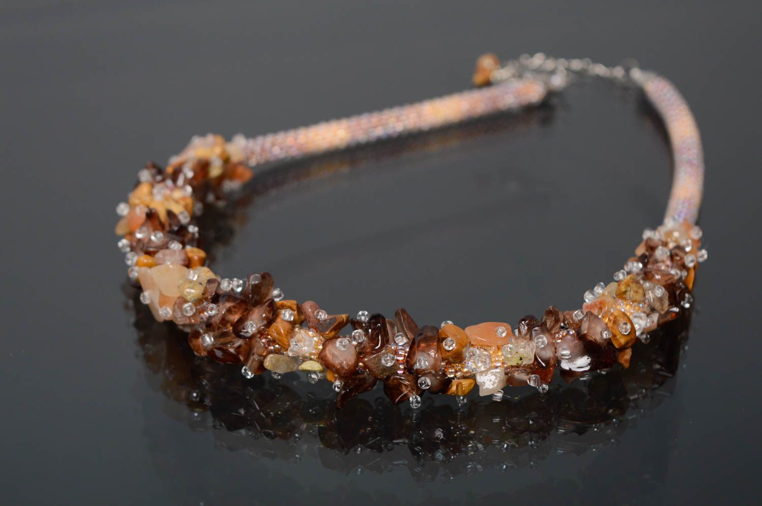 Beaded necklace with natural stones photo 1