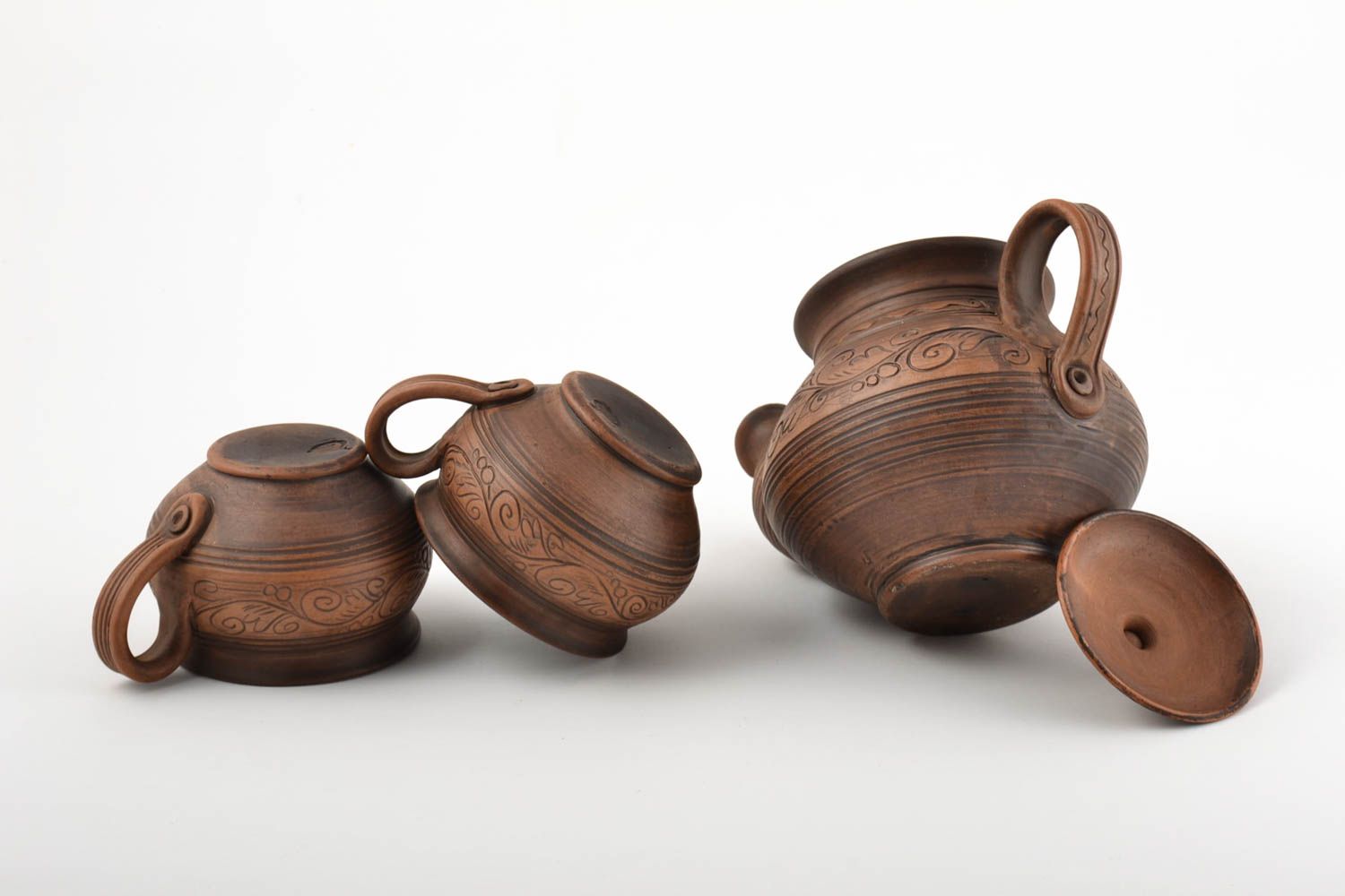 Stylish dinnerware set 2 designer handmade teapot clay lovely home decor photo 3