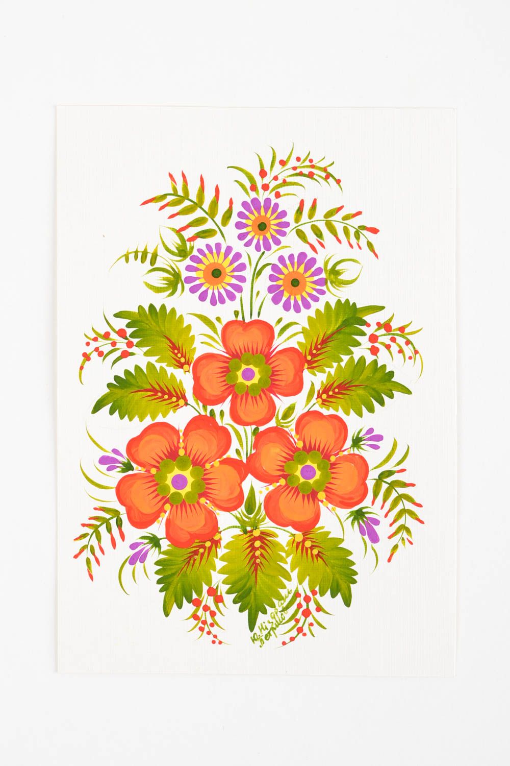 Carte de voeux faite main avec fleurs peinte à la gouache Petit cadeau photo 5