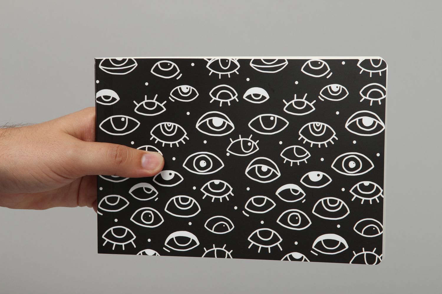 Carnet de notes Cahier à dessin noir avec yeux Fourniture de bureau cadeau photo 5