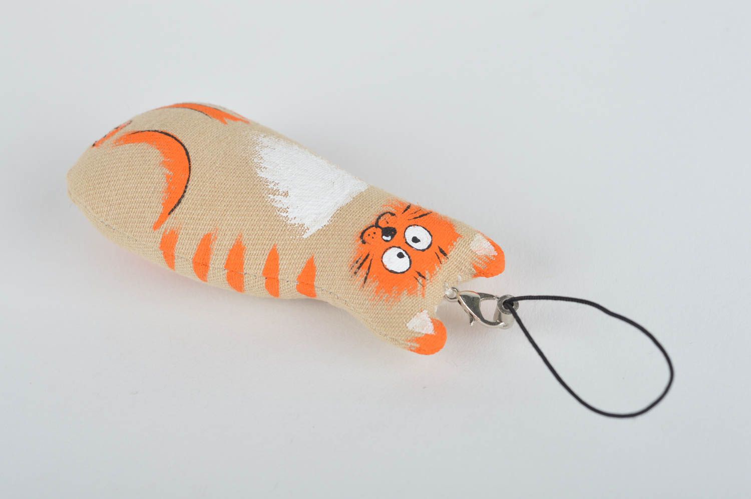 Handmade Handy Anhänger Stoff Tier Designer Schlüsselanhänger Katze lustig  foto 3