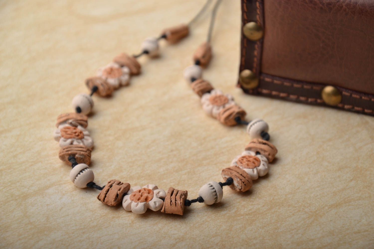Ethnic ceramic bead necklace photo 1
