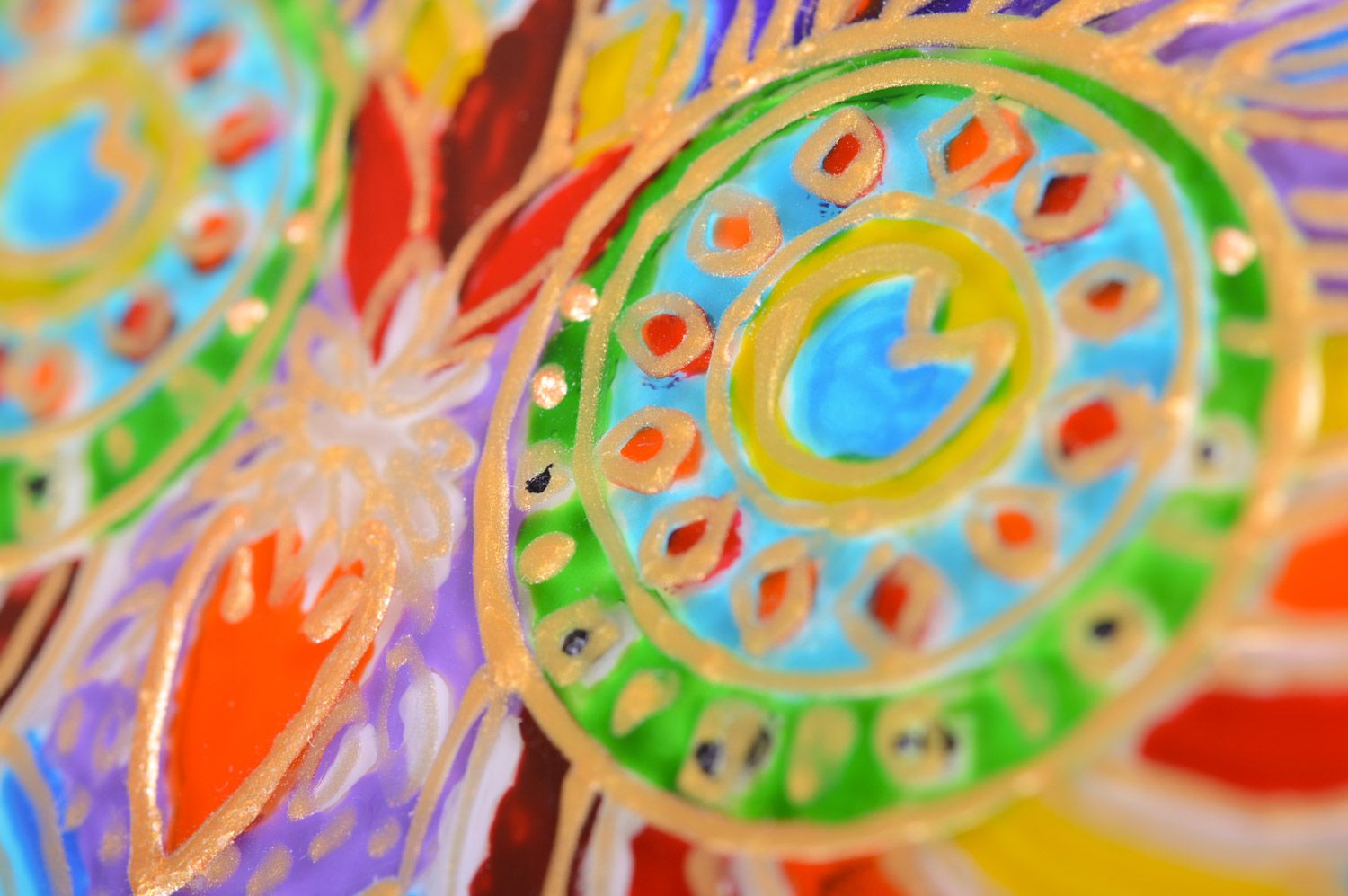 Joli tableau décoratif de verre avec peinture vitrail fait main Hibou coloré photo 4