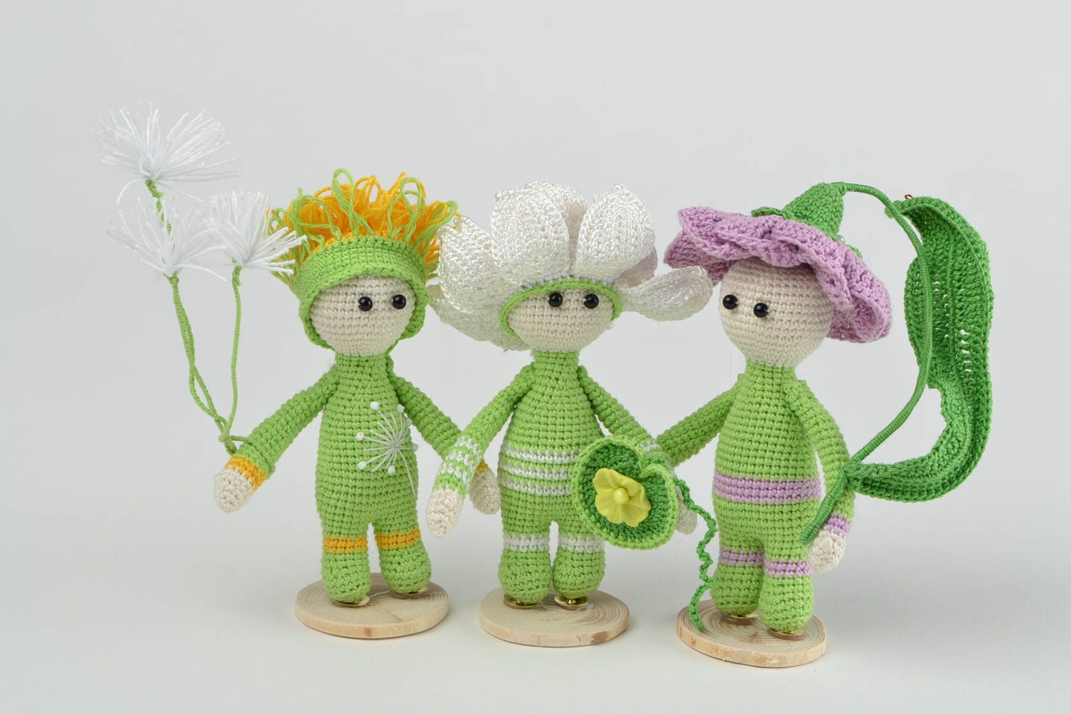 Мягкие игрушки куклы ручной работы подарки игрушки для детей набор из 3 штук фото 1