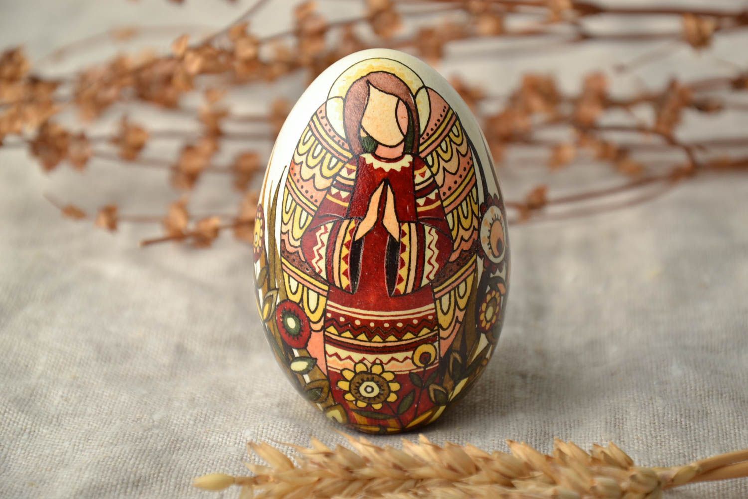 Easter egg designer goose pysanka made using wax technique photo 1