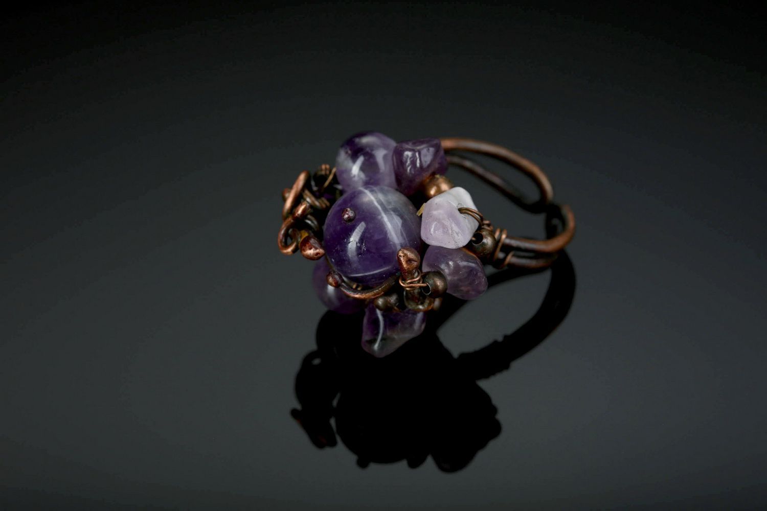 Ring from copper with amethyst photo 2