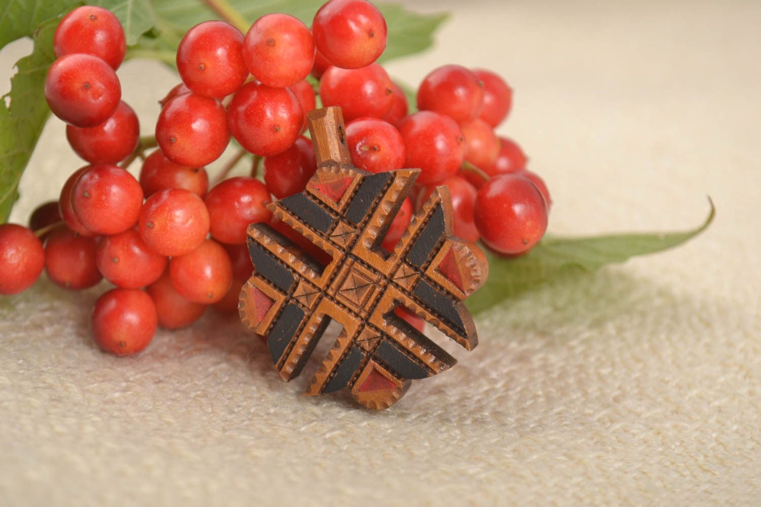 Wooden jewelry handmade cross pendant ethnic jewellery religious gifts photo 1