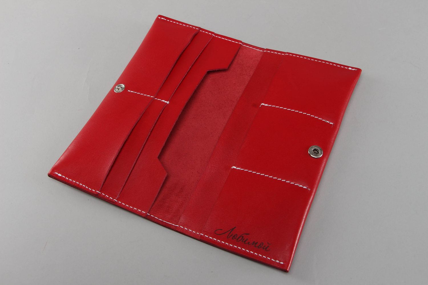 Damen Geldbörse aus Leder Rot foto 2