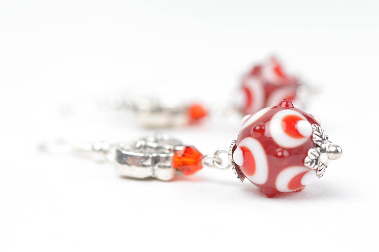 Beautiful glass earrings handmade earrings with charms stylish accessory photo 3