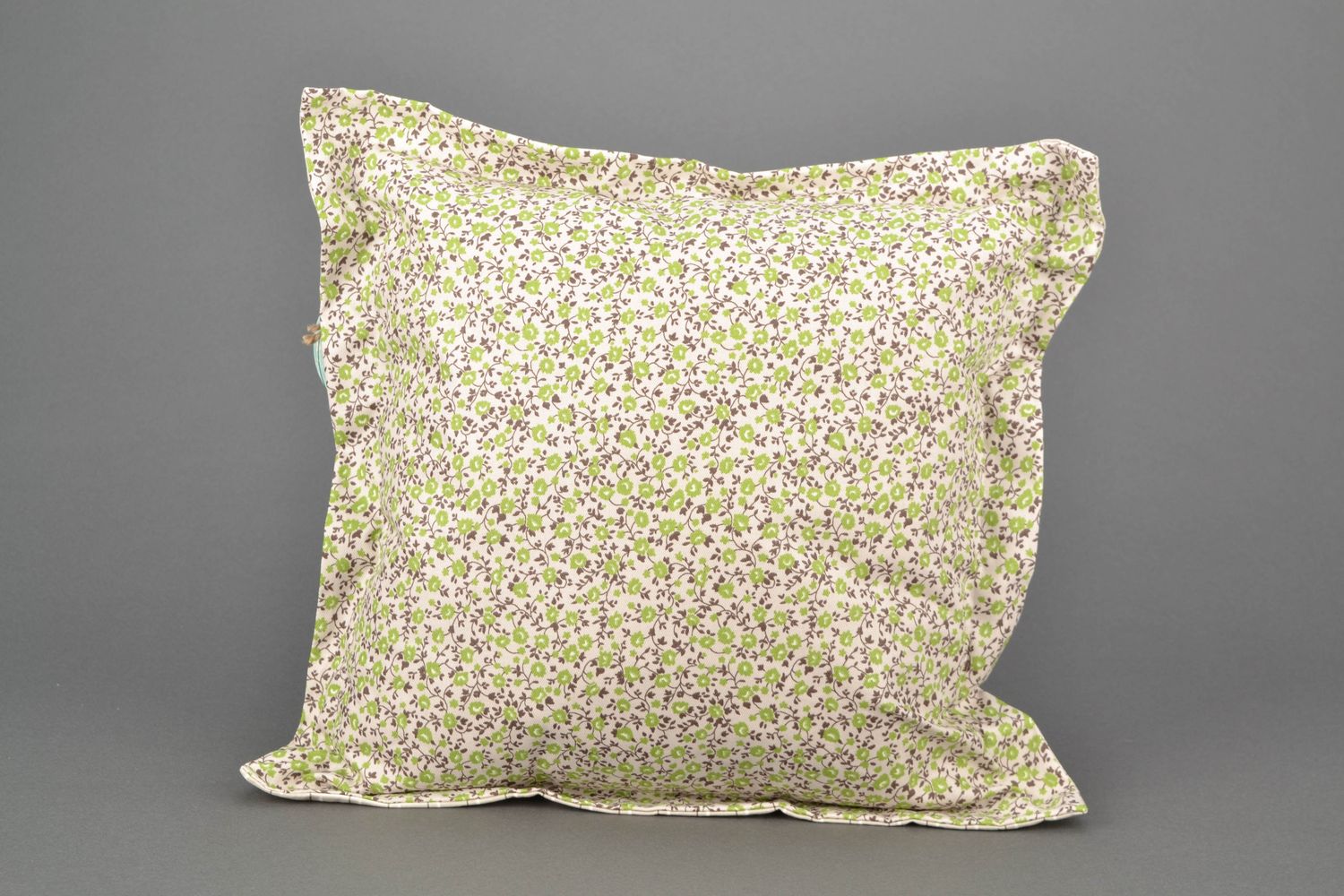 Handmade textile cushion Olive Flowers photo 2