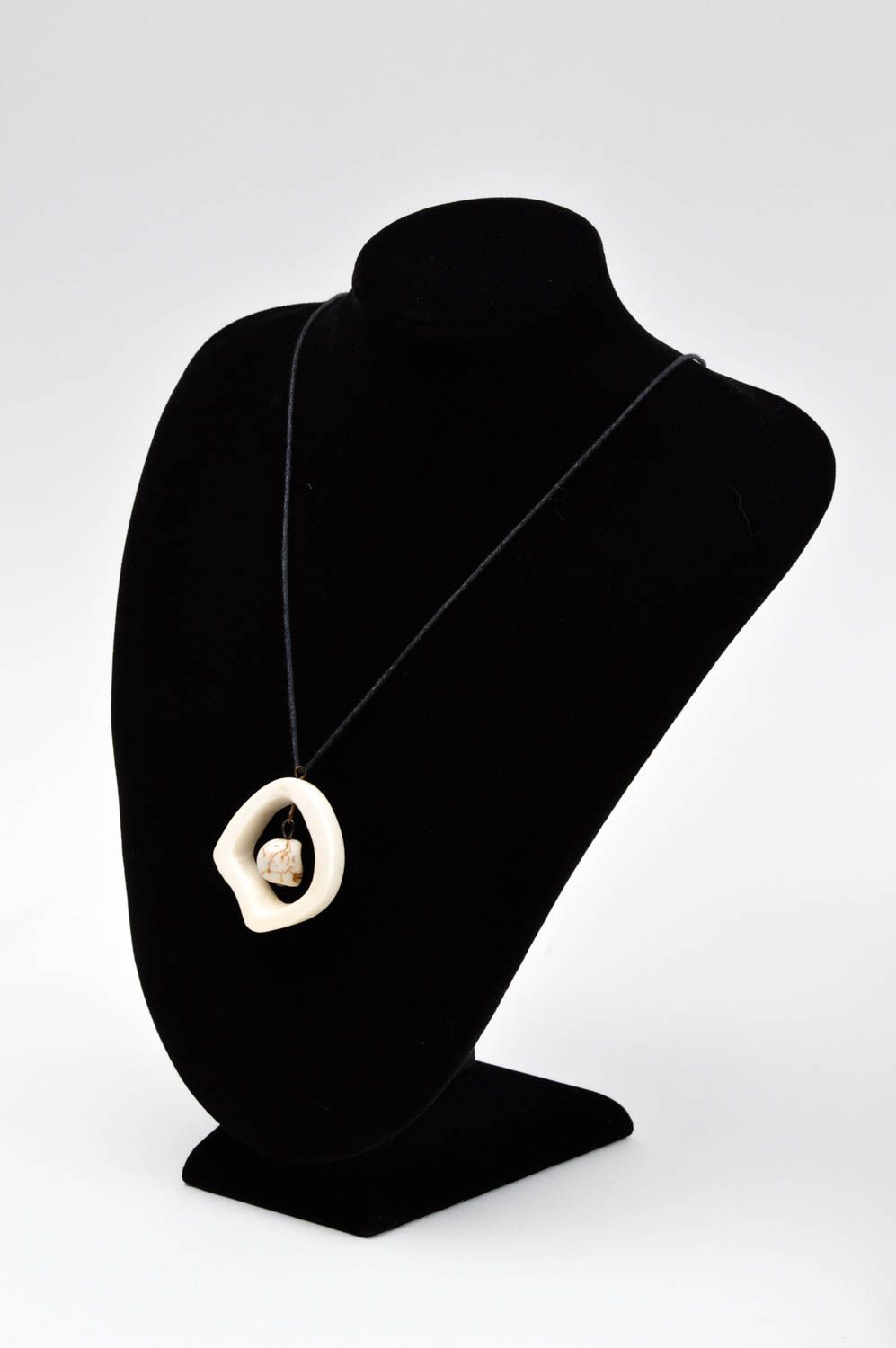 Bone accessory hand crafted unusual pendant necklace bone fashion jewelry photo 2