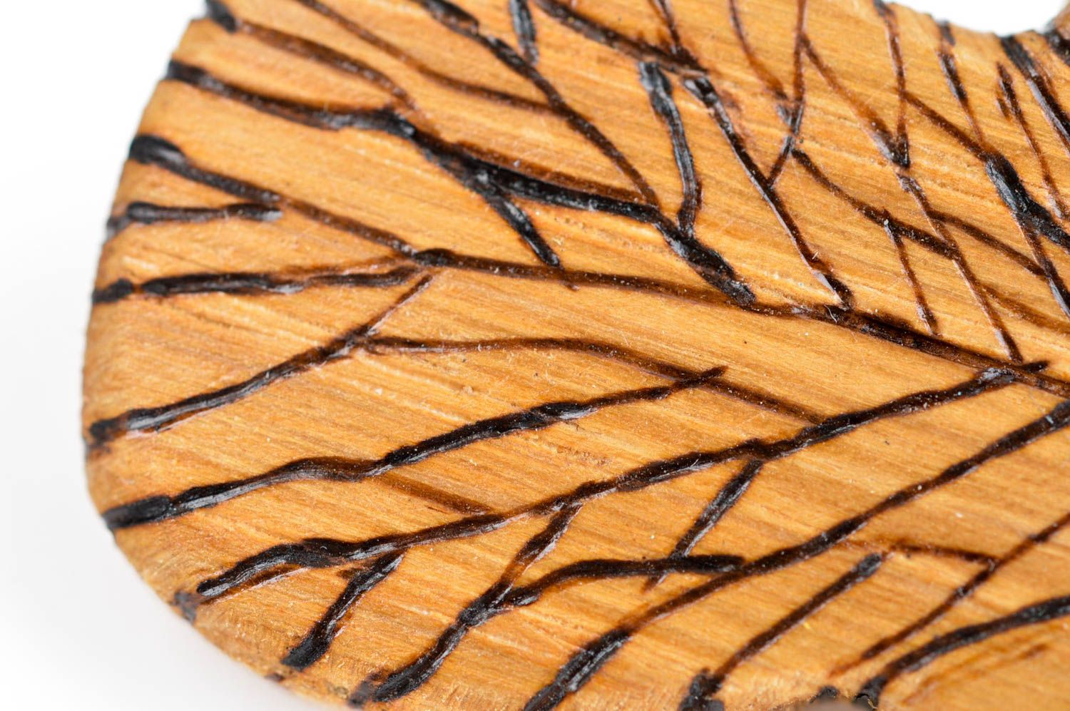 Broche de moda de madera con forma de hoja bisutería artesanal regalo original  foto 5