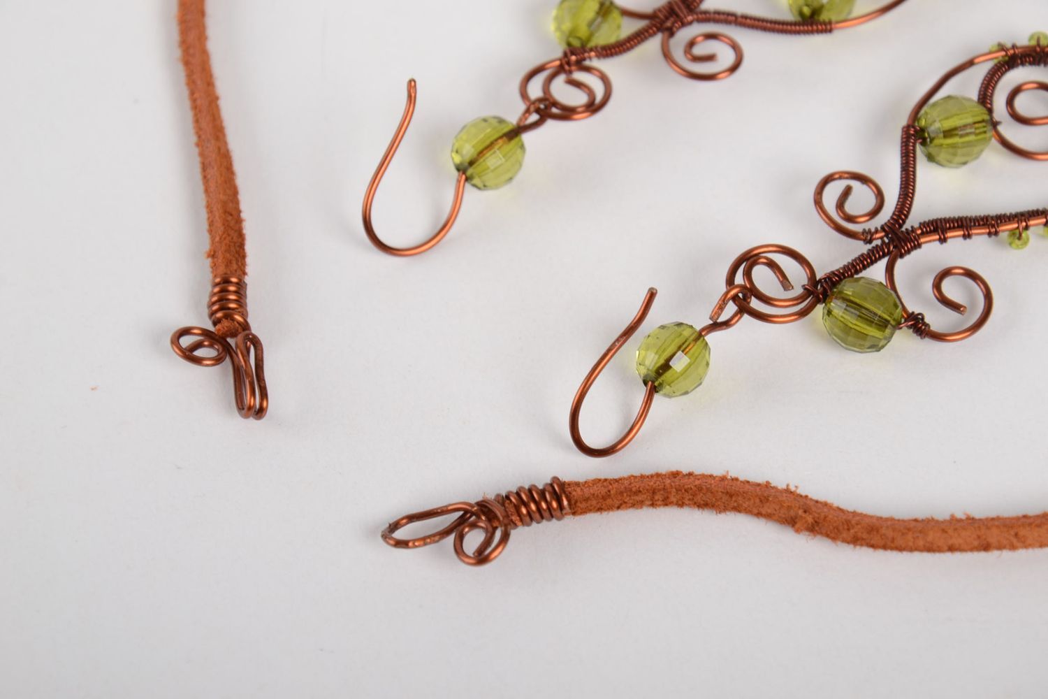 Длинные серьги украшение на шею ручной работы медные украшения набор из 2 шт фото 3
