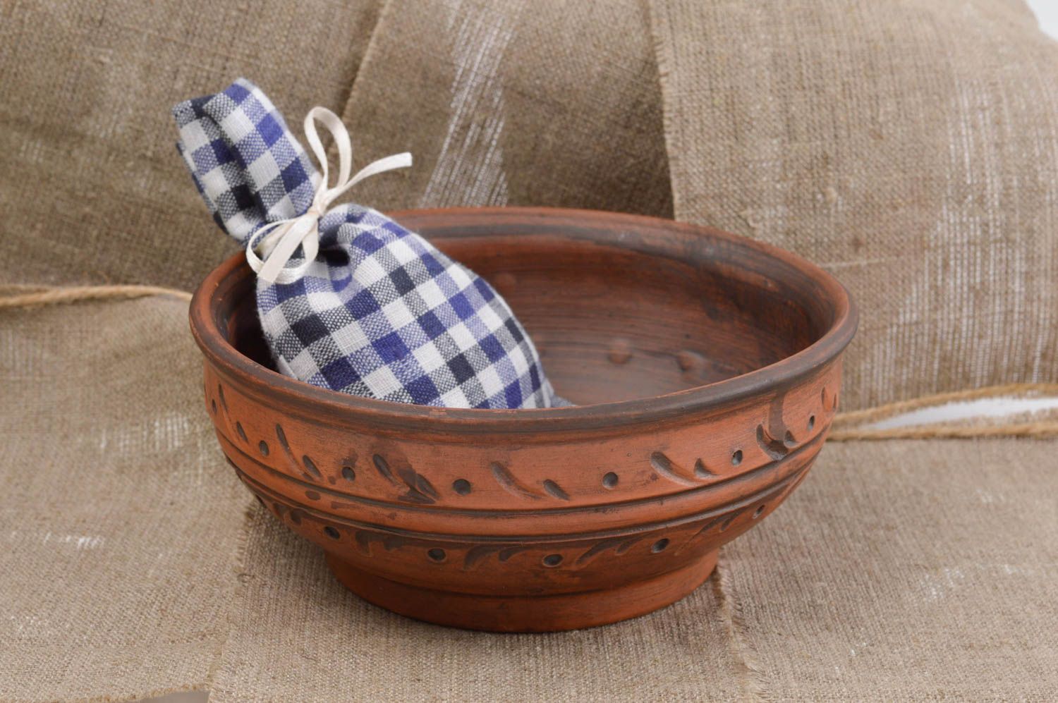 Beautiful handmade ceramic bowl pottery works kitchen supplies home goods photo 1