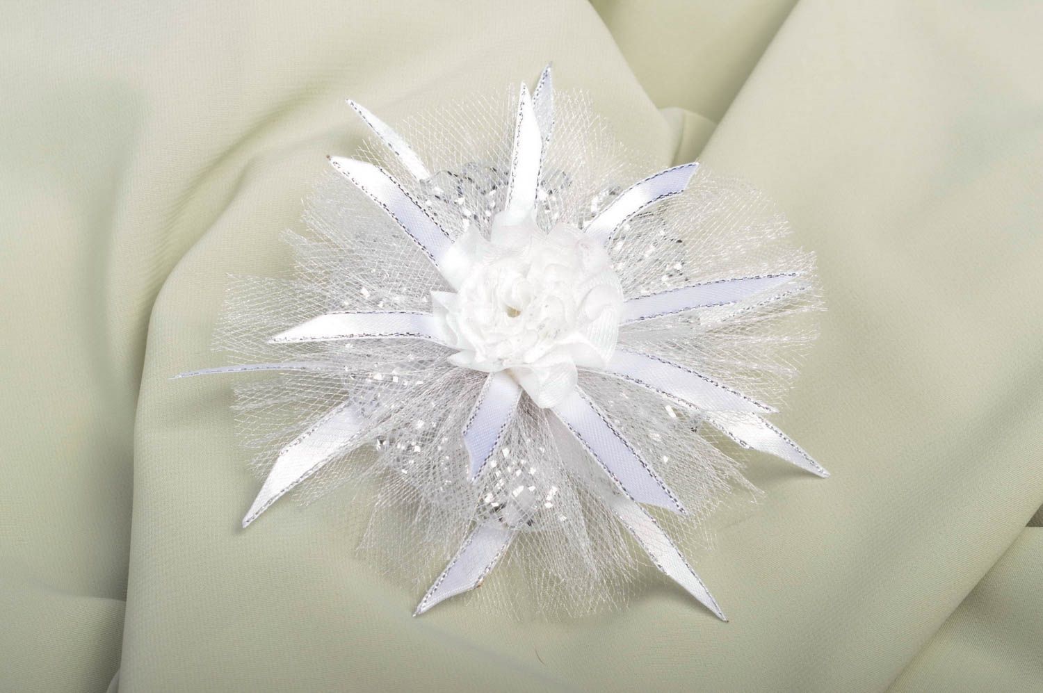 Unusual handmade textile barrette childrens hair clip flowers in hair small gift photo 1