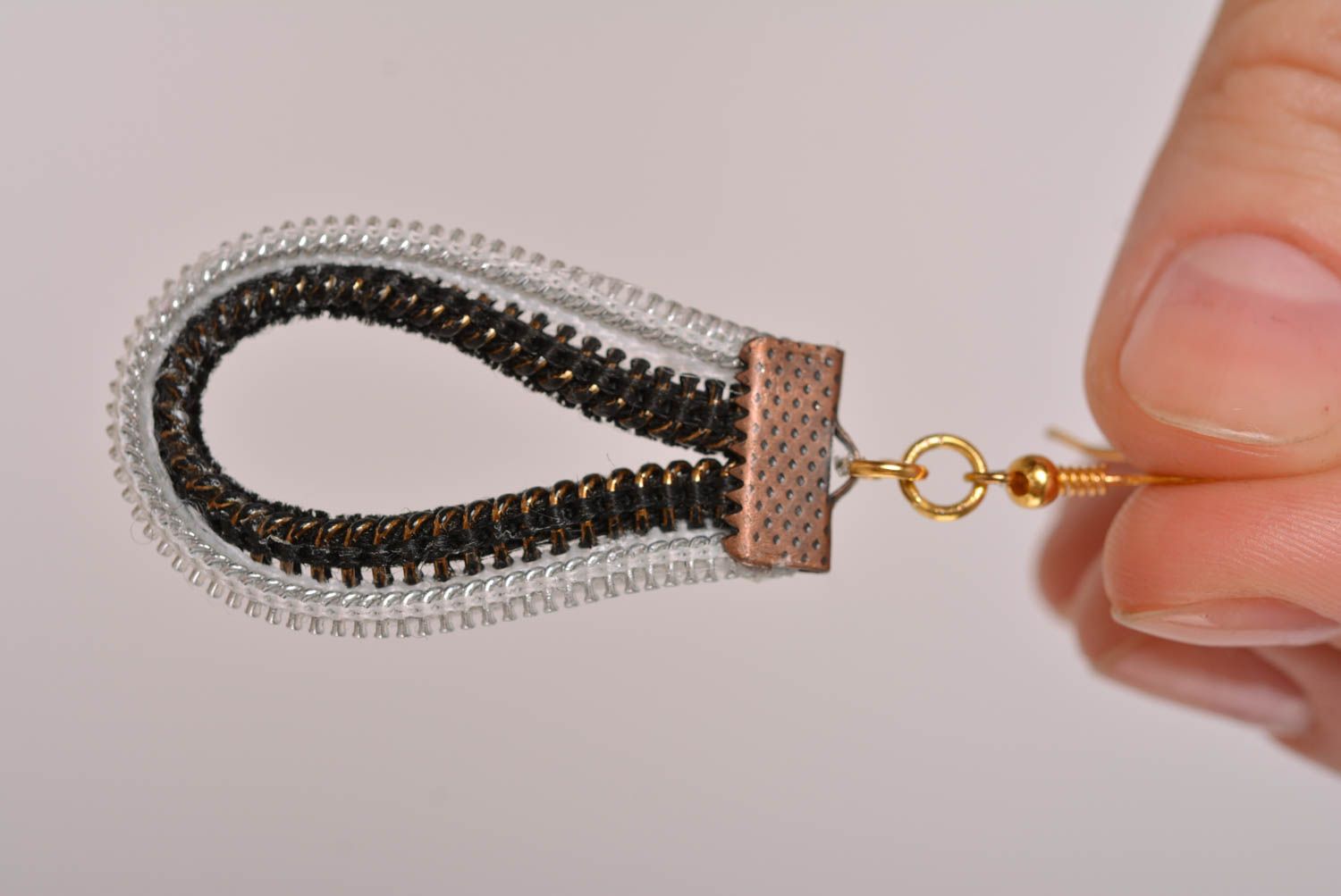 Handmade Schmuck Reißverschluss Ohrringe Schmuck Ohrhänger Damen Accessoires  foto 3