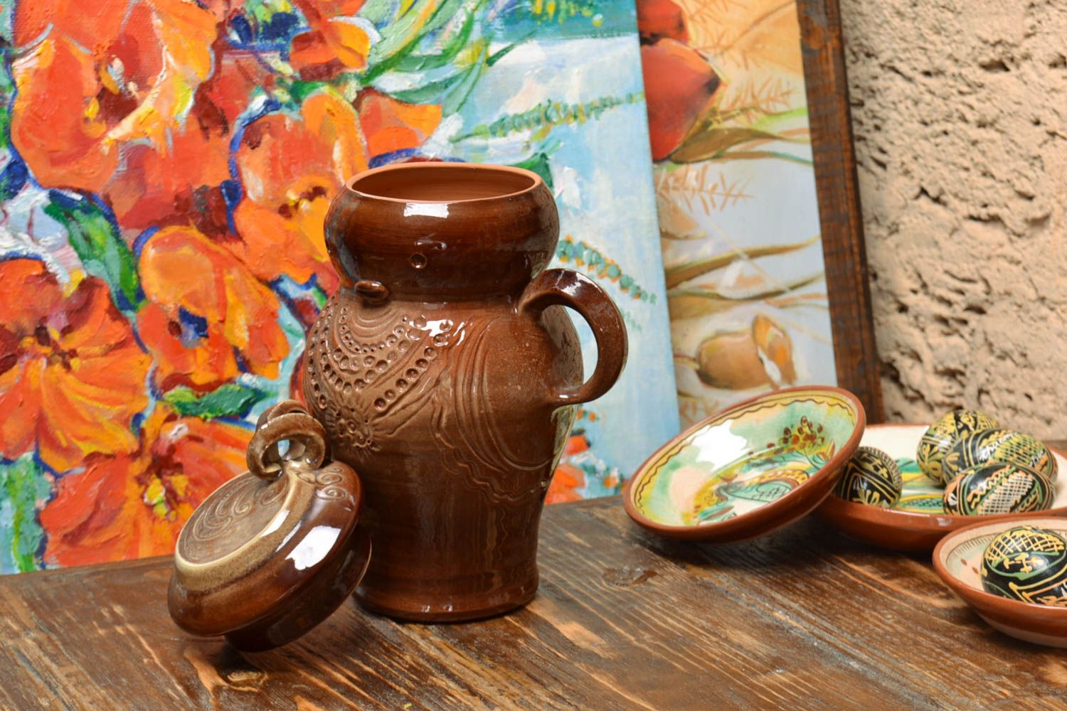 Keramik Dose für lose Produkte Braun mit Glasur Ton Behälter handmade 1.2 l foto 1