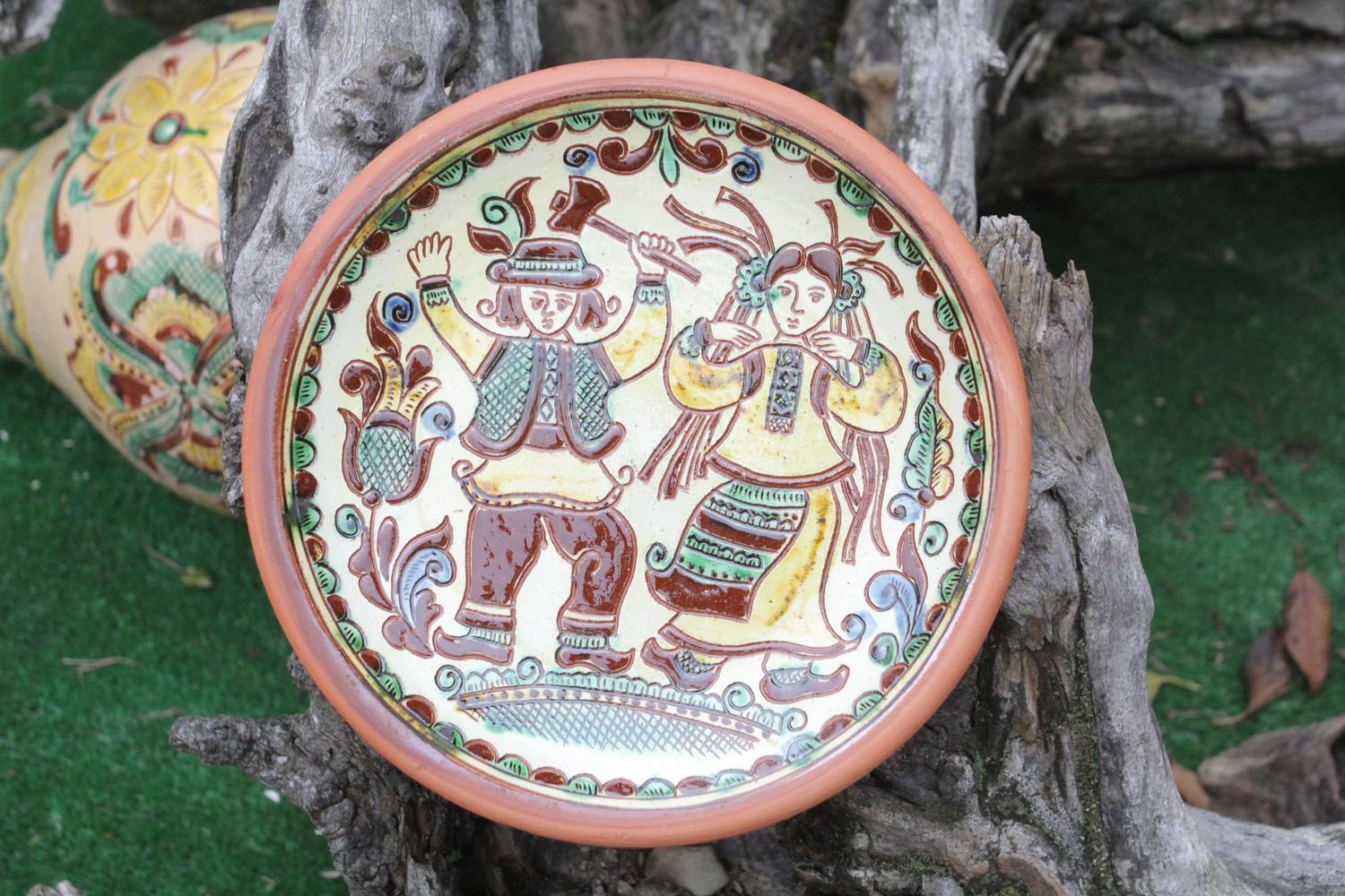 Piatto decorativo da parete fatto a mano decorazione in ceramica originale
 foto 1