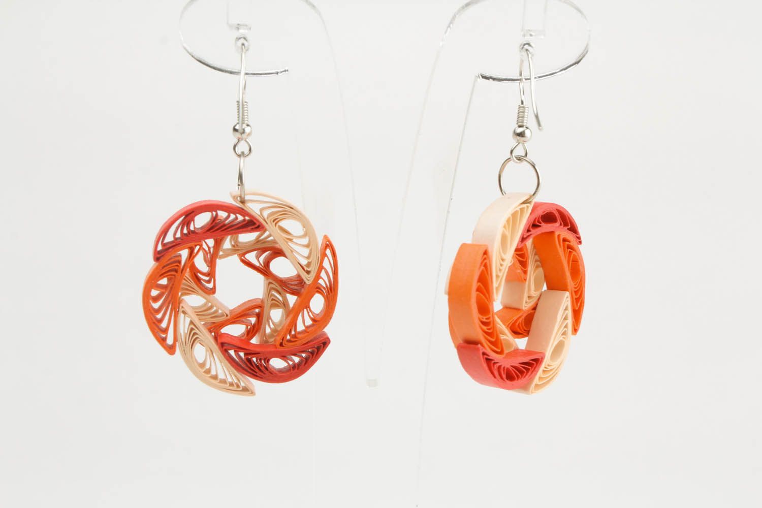 Tricolor paper earrings photo 4