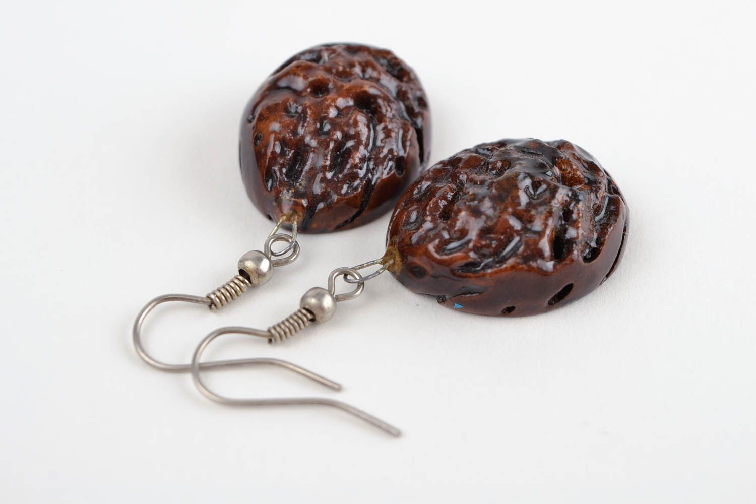 Handmade Holz Ohrringe Damen Schmuck Accessoires für Frauen aus Aprikosenkernen foto 4
