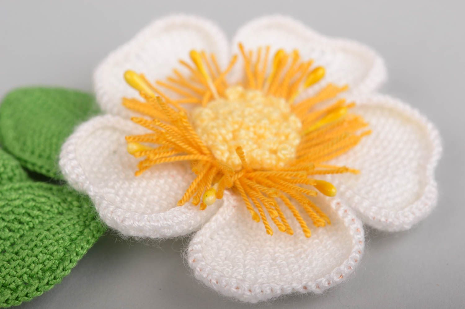 Handmade crochet flower barrette hair clip how to do my hair gifts for kids photo 2