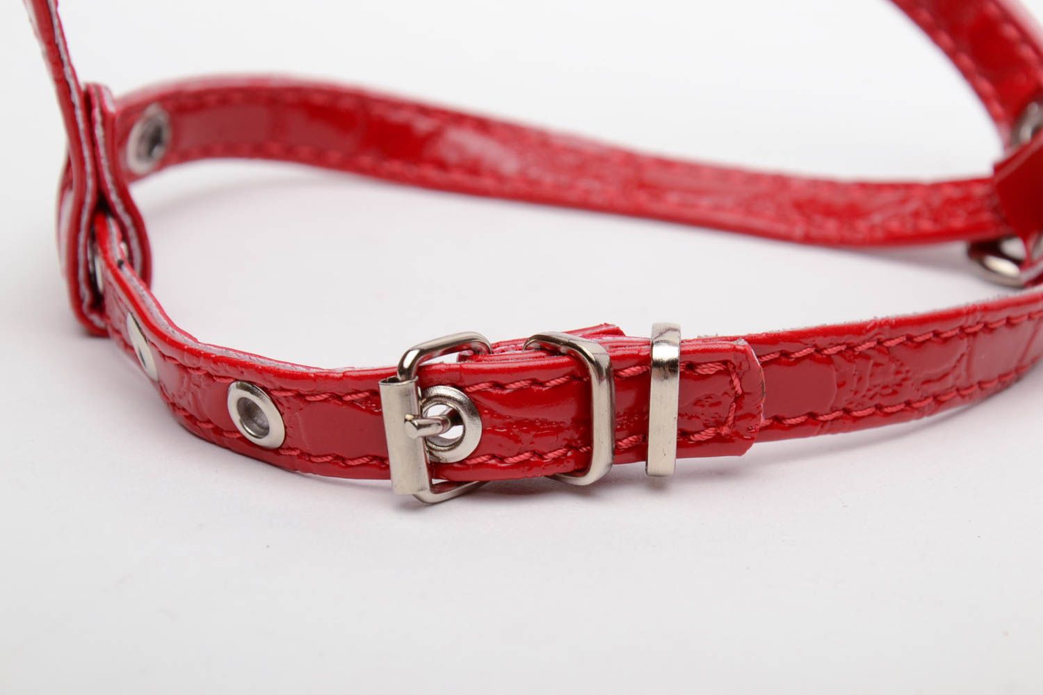 Rotes Hundegeschirr aus Leder foto 4