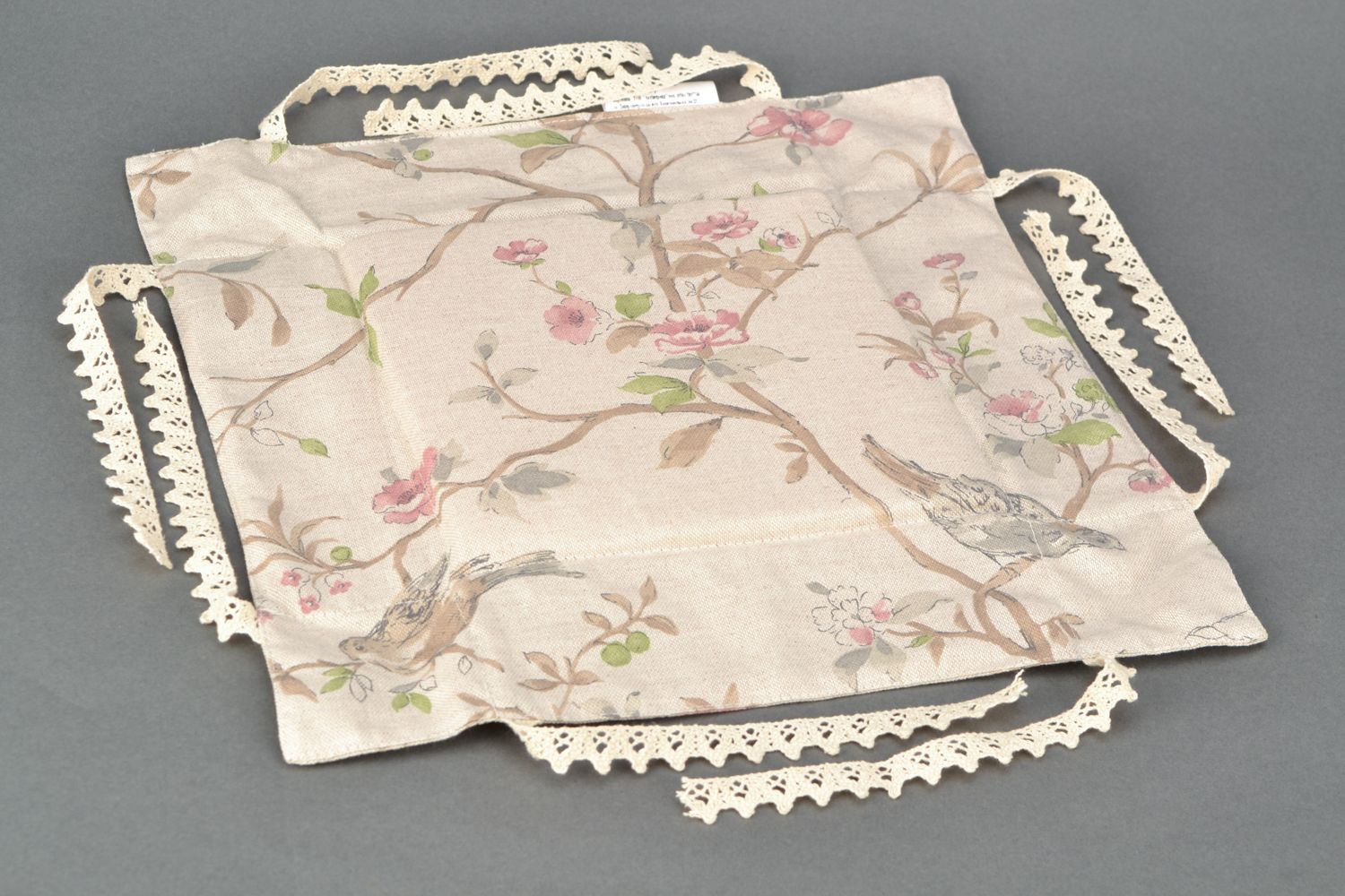 Jolie corbeille à pain en tissu de coton Fleurs décoration originale faite main  photo 3