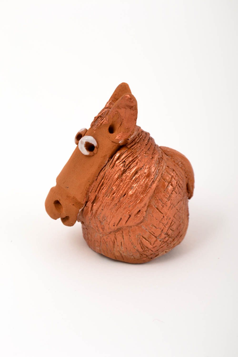 Figurine Cheval en terre cuite faite main petite marron Décoration maison photo 5