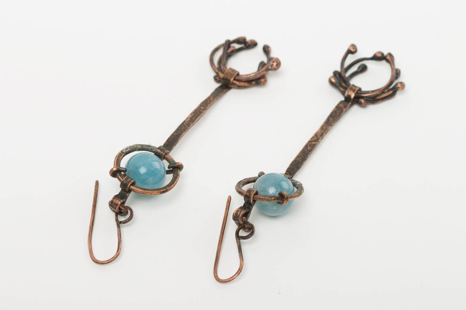 Handmade earrings unusual earrings copper jewelry designer accessory gift ideas photo 4