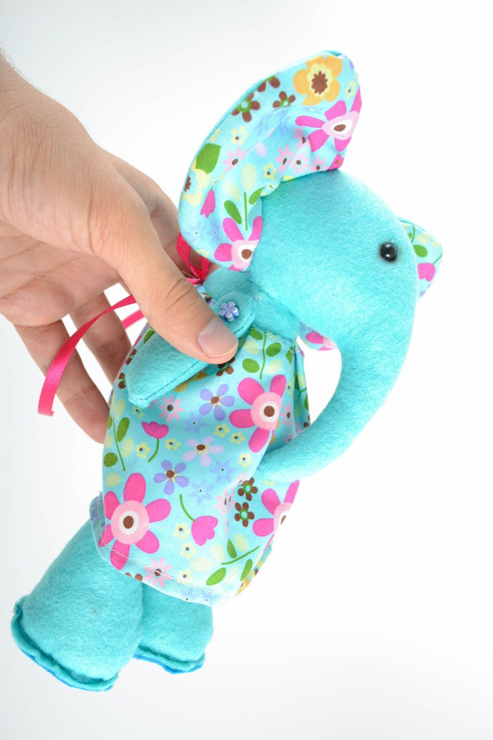 Мягкая игрушка слон ручной работы авторская красивая стильная из ткани для детей фото 5
