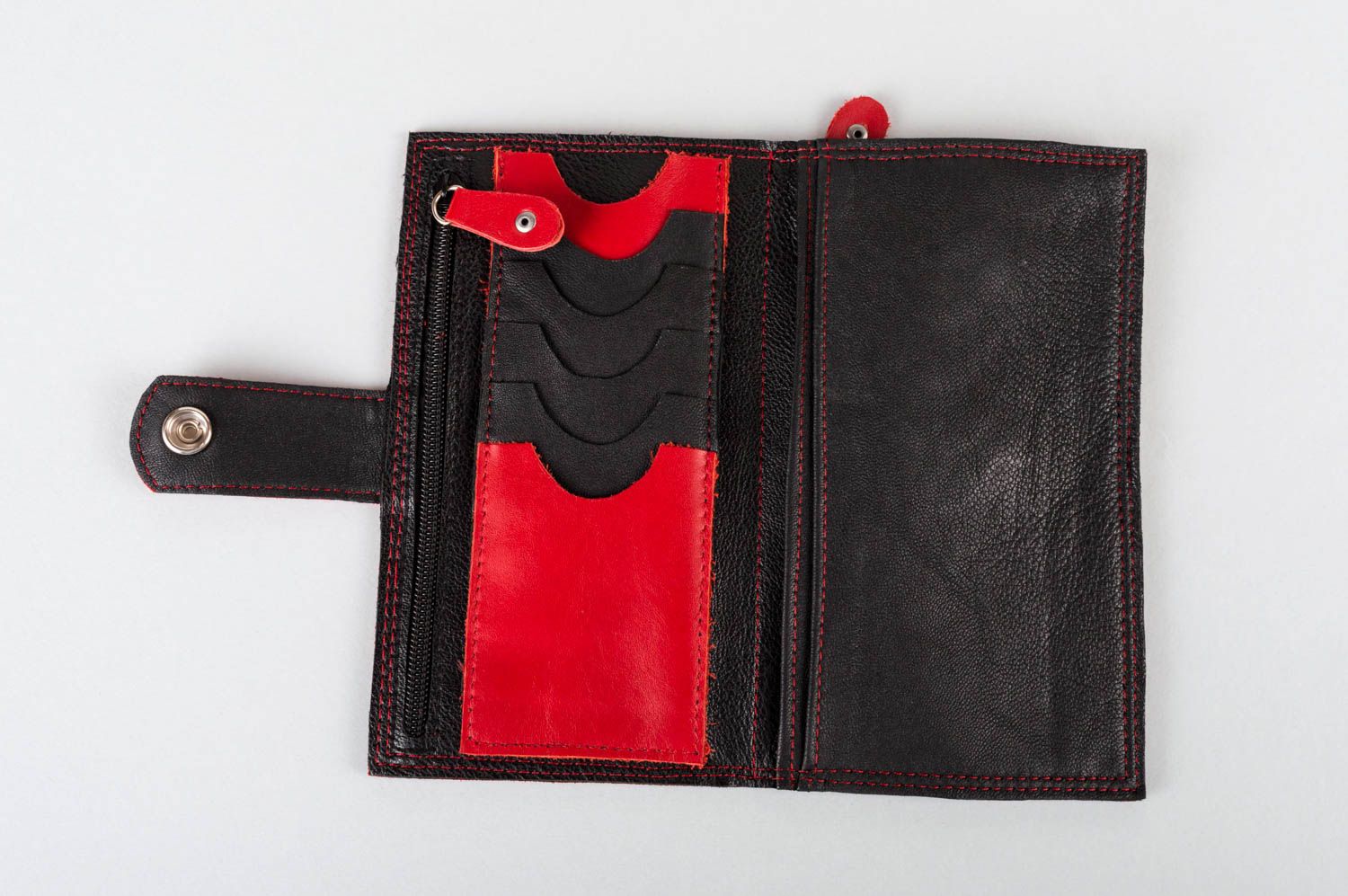 Rote Geldbörse aus Leder mit Print originell stilvoll künstlerische Handarbeit foto 4