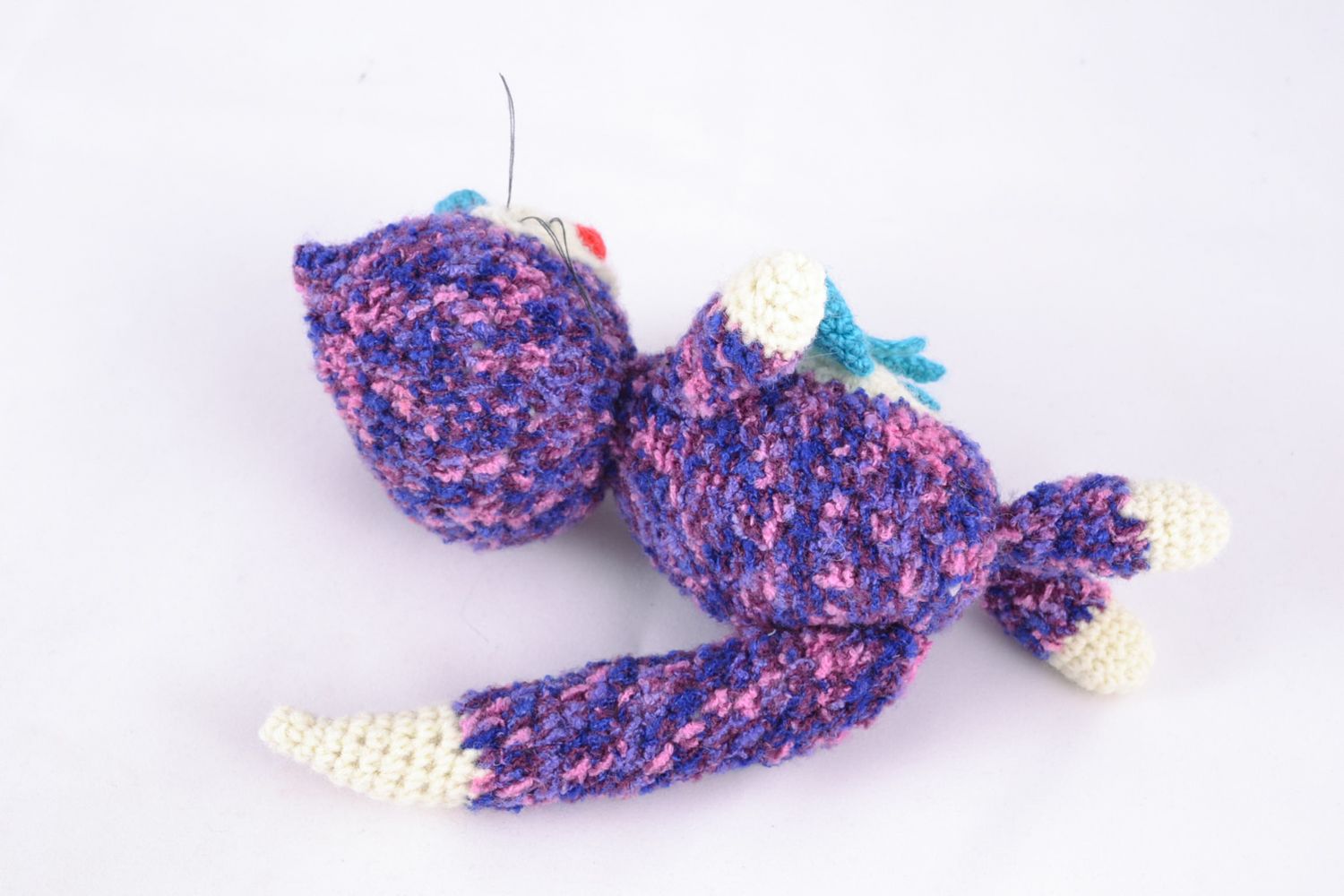 Jouet mou tricoté chat avec poisson fait main petit cadeau pour enfant photo 5