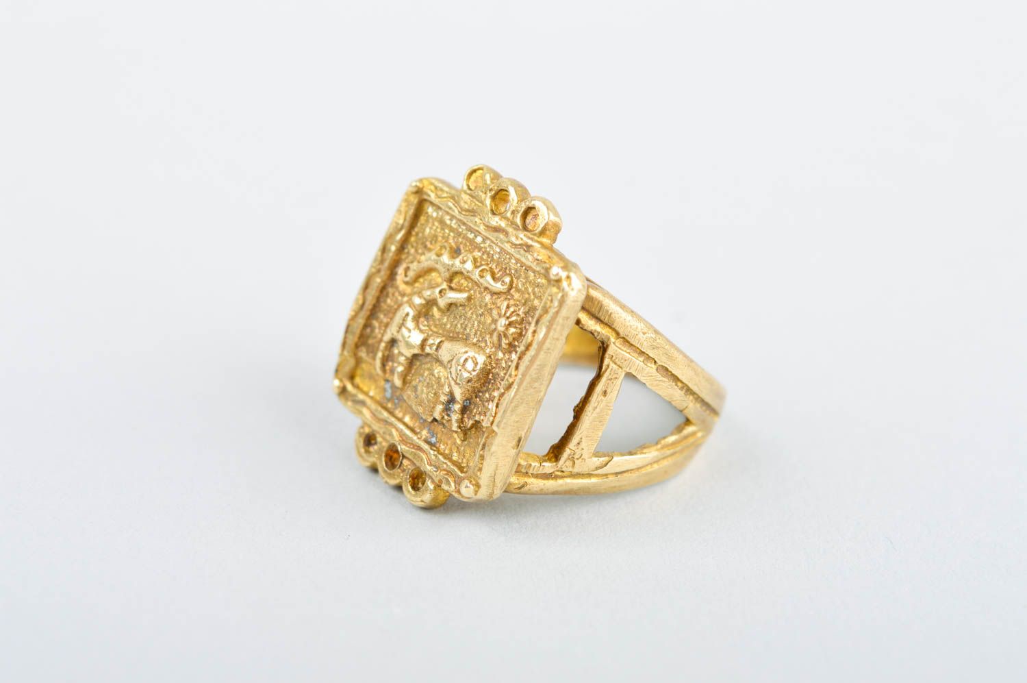 Кольцо ручной работы кольцо из латуни металлическое украшение мужское стильное фото 2