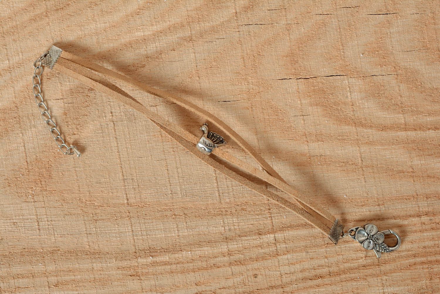 Браслет ручной работы браслет из шнура с птичкой модная бижутерия в три ряда фото 3