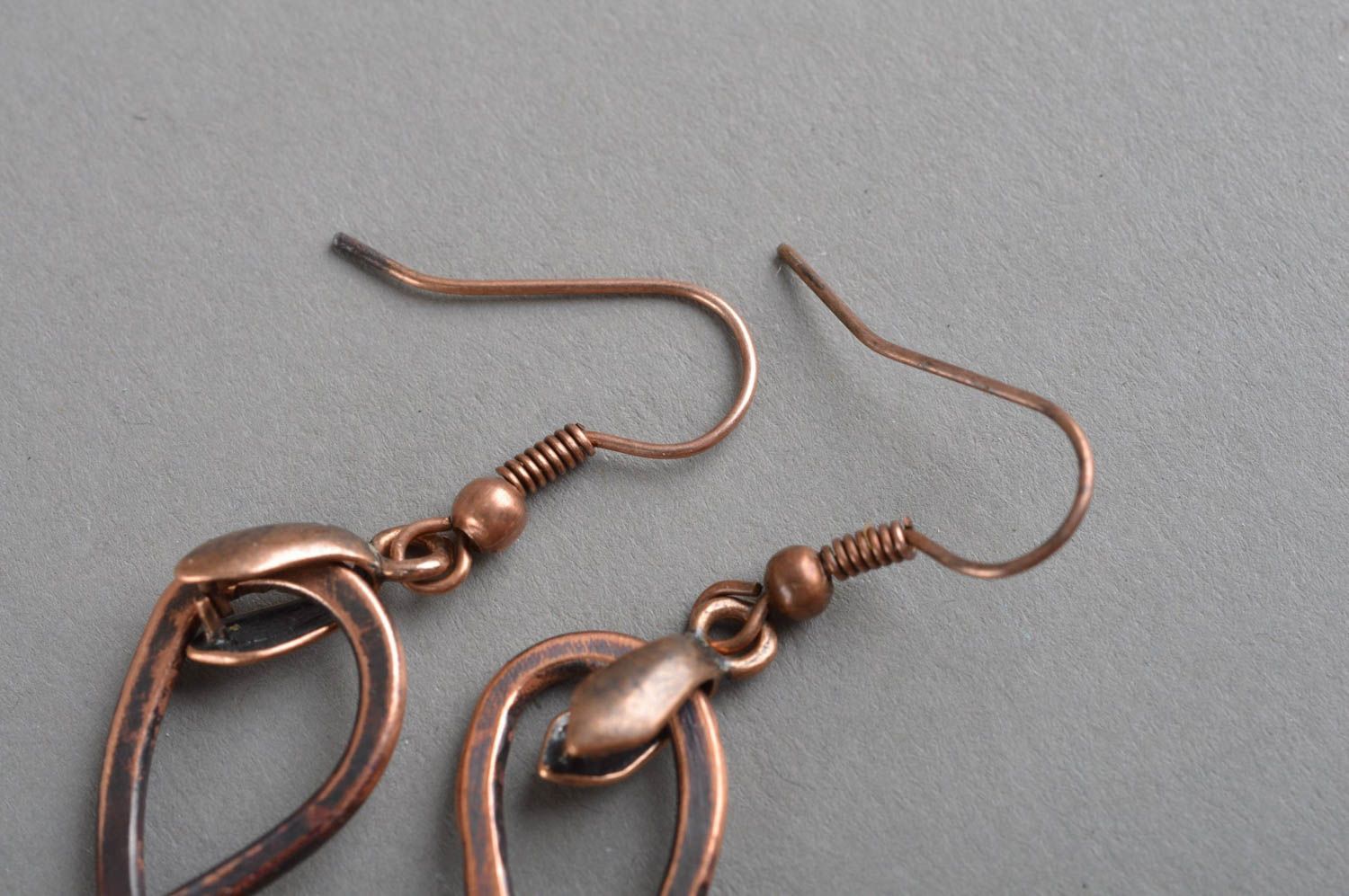 Unusual handmade copper earrings designer metal earrings gifts for her photo 4