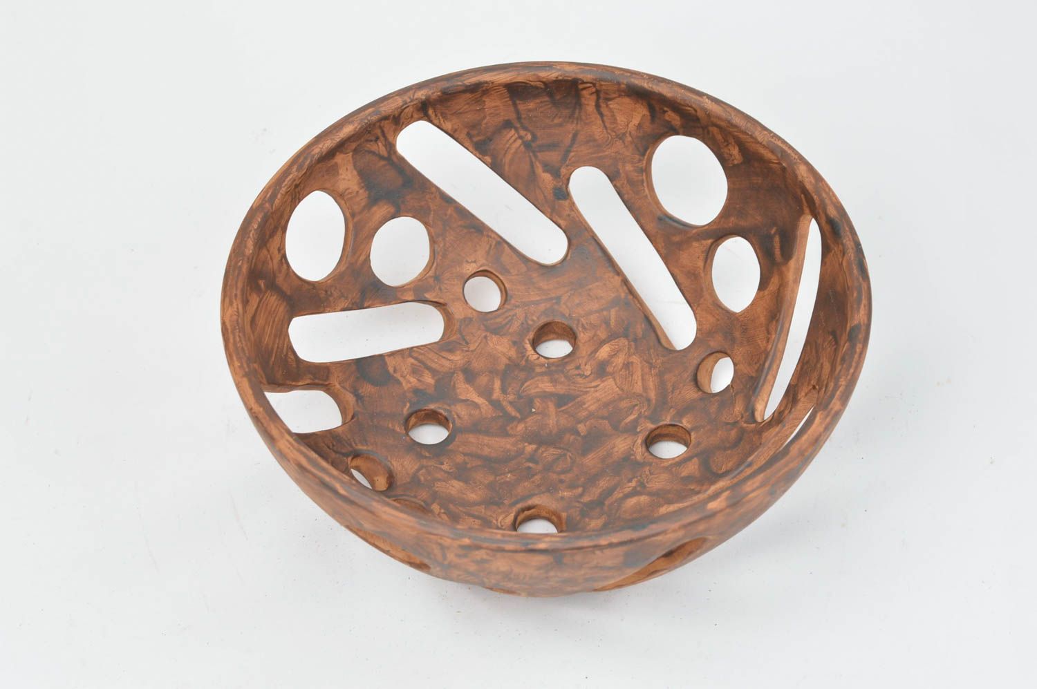 Frutero de cerámica hecho a mano vajilla de barro étnica utensilio de cocina foto 3
