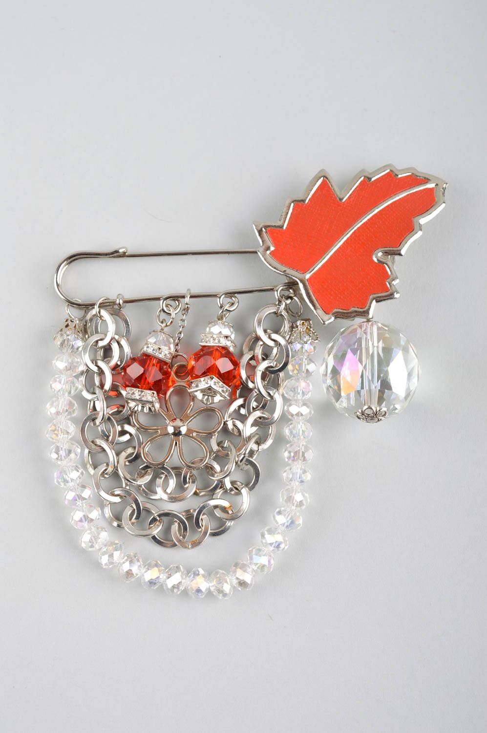 Unusual handmade metal brooch beaded brooch jewelry fashion accessories  photo 2